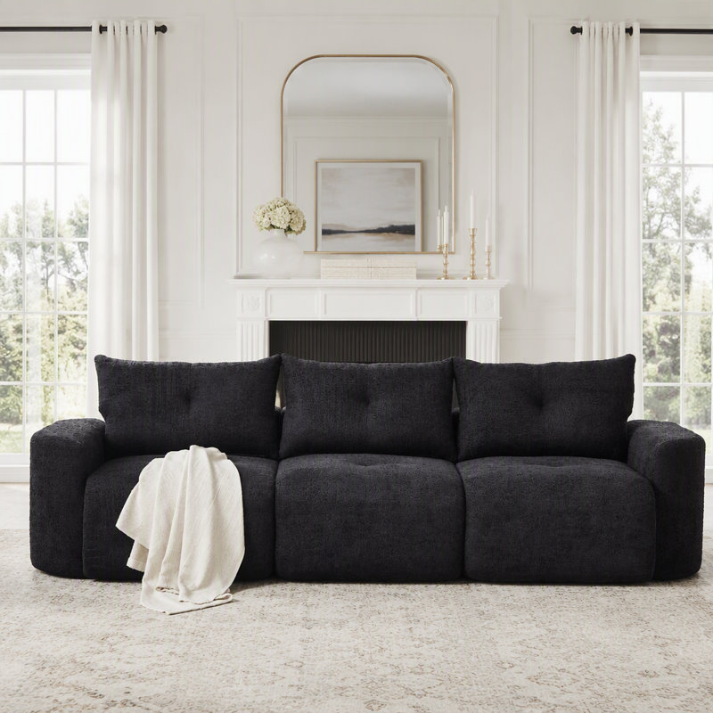 Canapé surdimensionné avec tissu chenille et capacité de 750 lb, Chenille noir