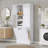 Tall Storage Cabinet With Adjustable Shelves, Large Flip-Out Basket & Enclosed Cabinets – Perfect For Bathroom, Living Room, Or Office, MDF Material With Aluminum Alloy Handles-1285130376