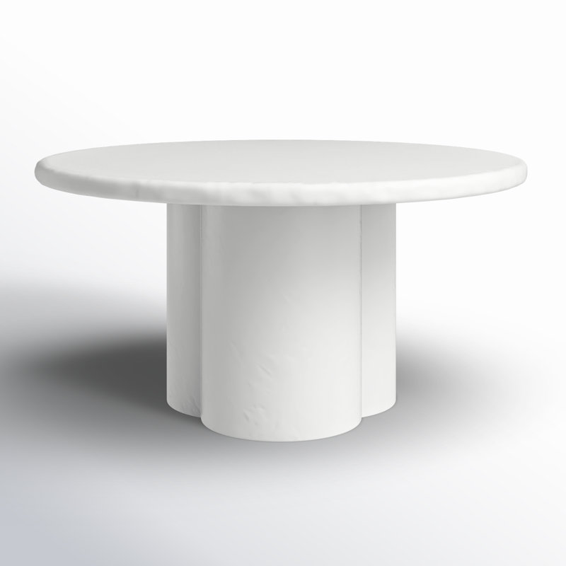 Demetrius Concrete Round Dining Table, White