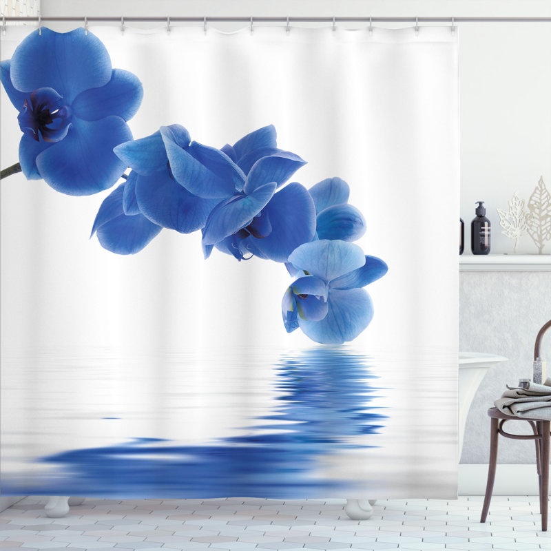 Shower Curtain with Hooks Included, 70" H x 69" W, Cornflower Blue