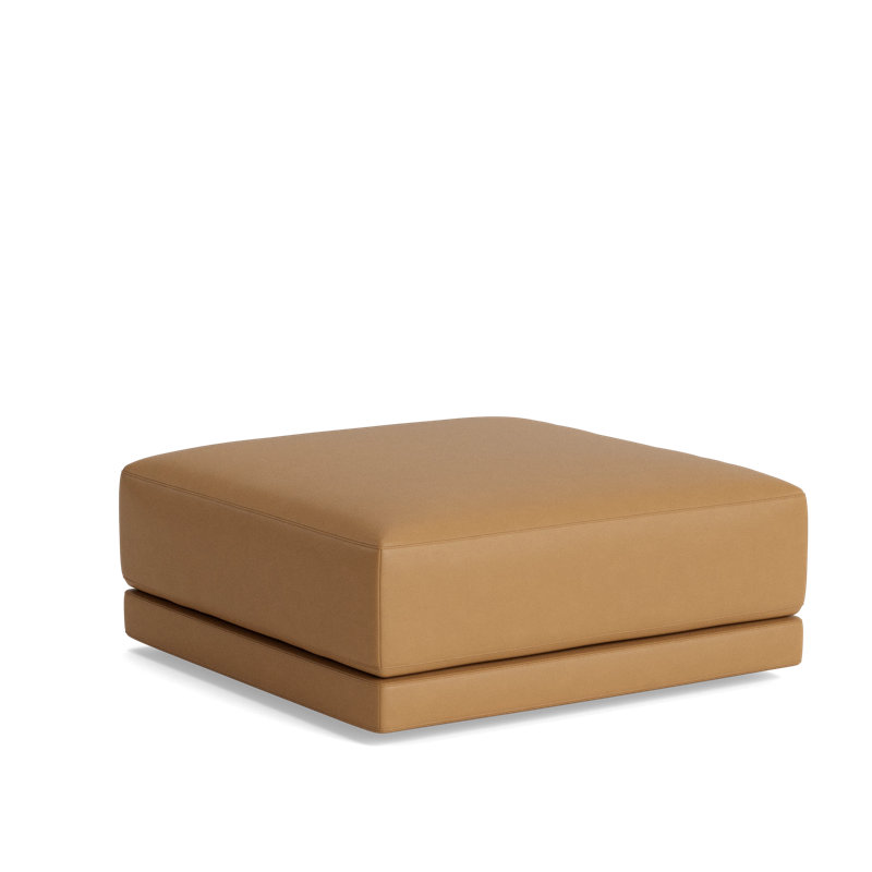 Eva Square Ottoman, Leather - Butterscotch