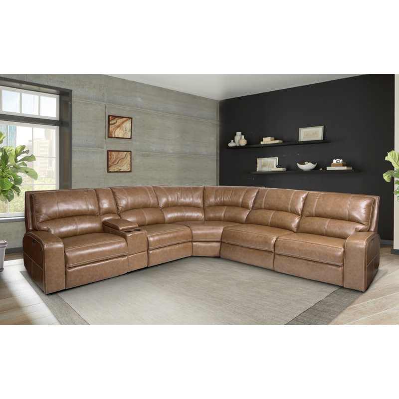 Mikey Upholstered Power Reclining Curved Sectional Symmetrical, Bourbon