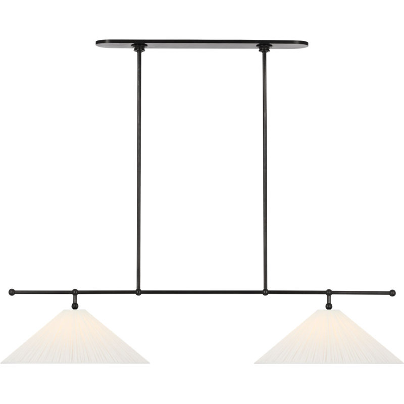 Soren 54" Linear Chandelier with Silk Pleated Shades, Bronze