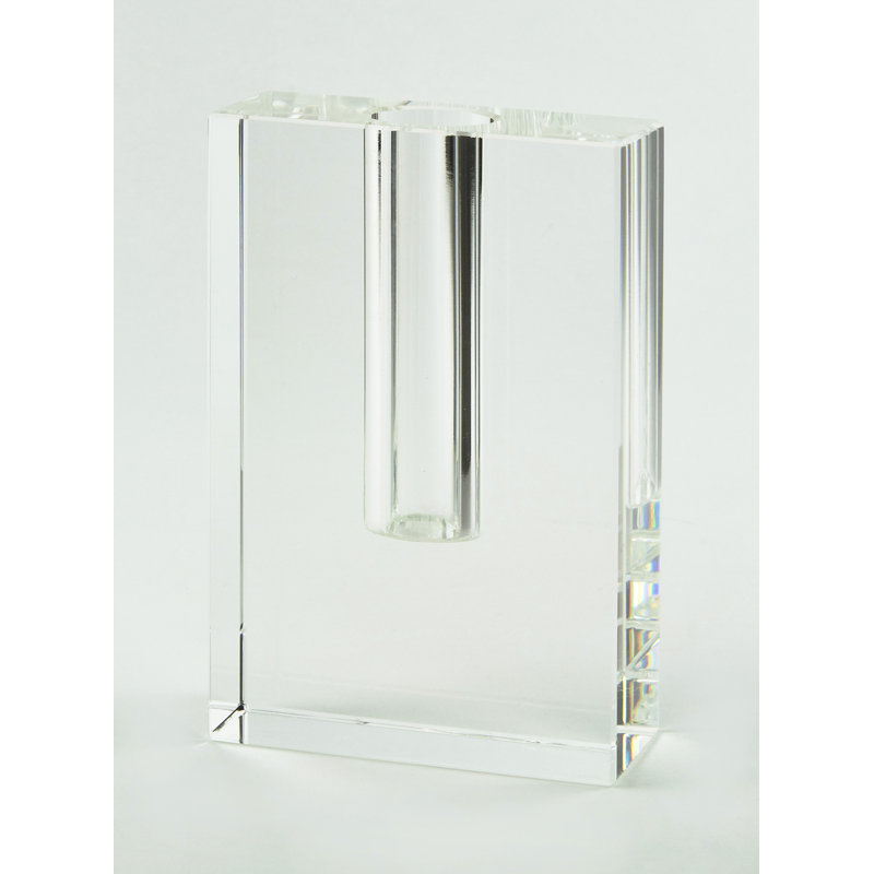 Vase de table en cristal transparent, H 5,5 po x l 3,5 po x P 1,5 po