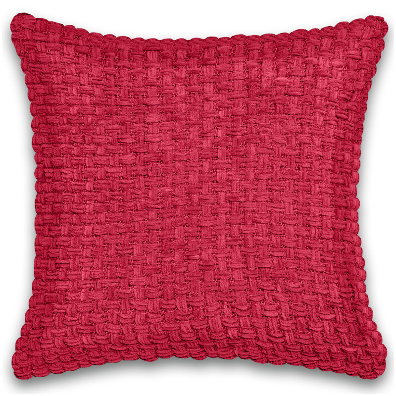 Housse et insert de coussin carré en coton chenille, Rouge