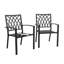 Chaise de patio pour l'extérieur de 4 chaises de bistro ou de salle à manger, finition thermolaquée et structure en fer, motif treillis, pour la cour arrière, noir