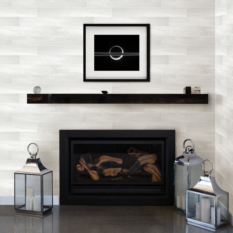 33' x 20.5" Wood Wallpaper, White