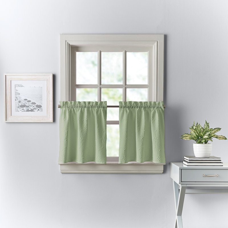 Paire de brise-bise à motif floral DKDY Chrysanthème, Vert, L 60 po x L 36 po