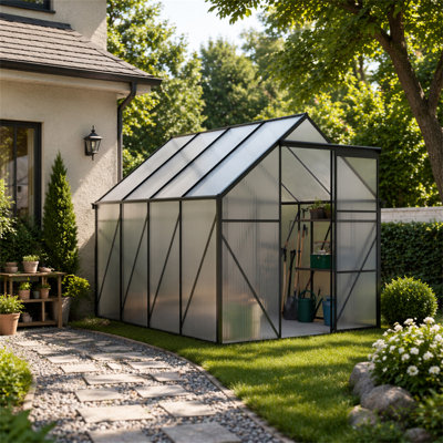 Serre en polycarbonate surélevée de 6 pi x 8 pi et serres robustes en aluminium pour une cour extérieure