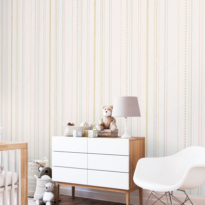 Hoopla Walls Stripey Dolly Mixtures 10m Wallpaper