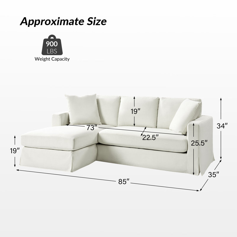 Canapé avec housse interchangeable Wimberly, Lin blanc / polyester