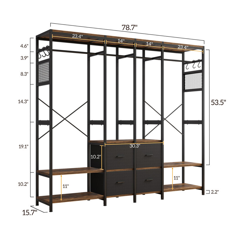 Hiro 78.74'' Clothing Rack