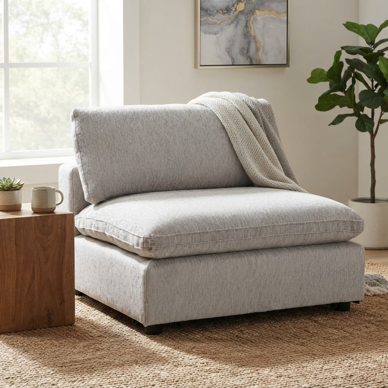 Odai 38.6" W Chenille Accent Chair, Light Gray