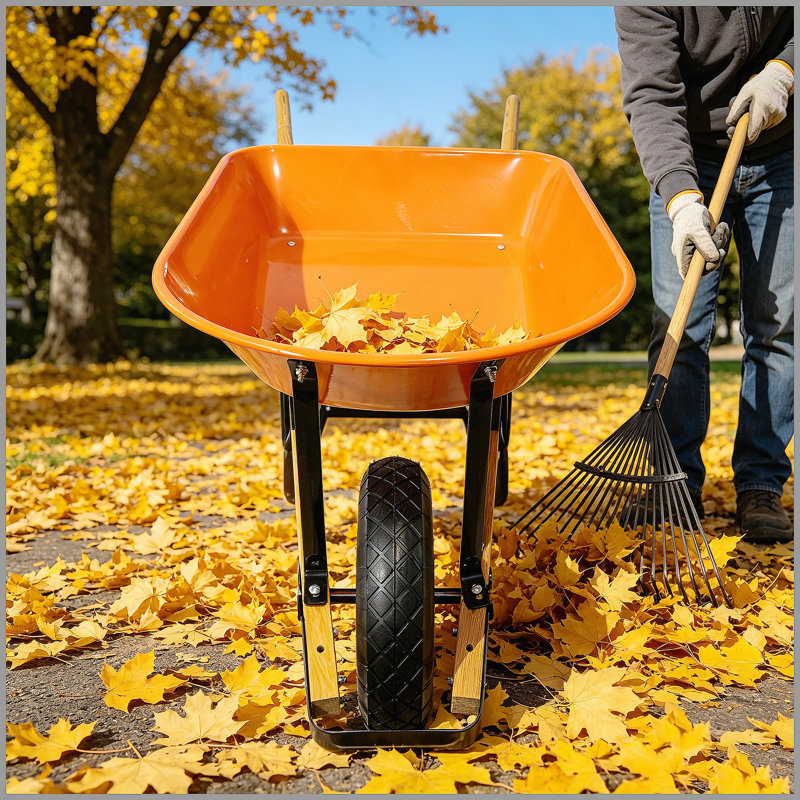 Chariot à deux roues en acier pour jardin vert 15 pouces, H 22 po x l 24,35 po x P 57,87 po