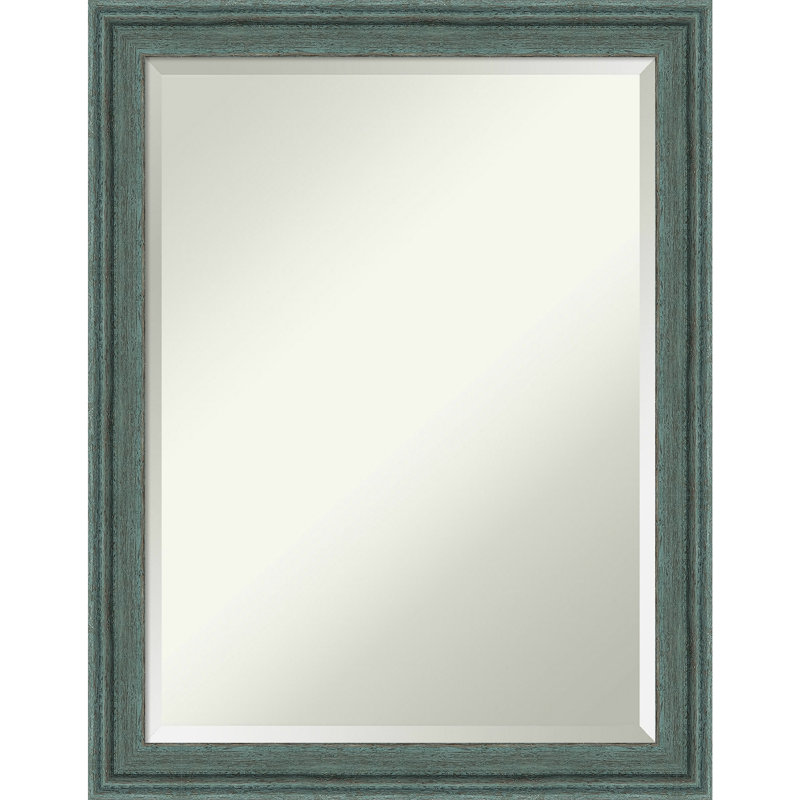 Hauck Solid Wood Rectangle Wall Mirror, Blue, 27.5" x 21.5"