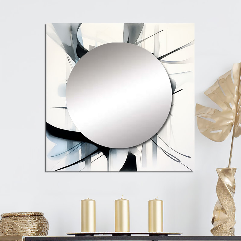 Cumbo - Abstract Neutral XII Modern Geometric Square Mirror Wall Art For Bathroom, 23" x 23"