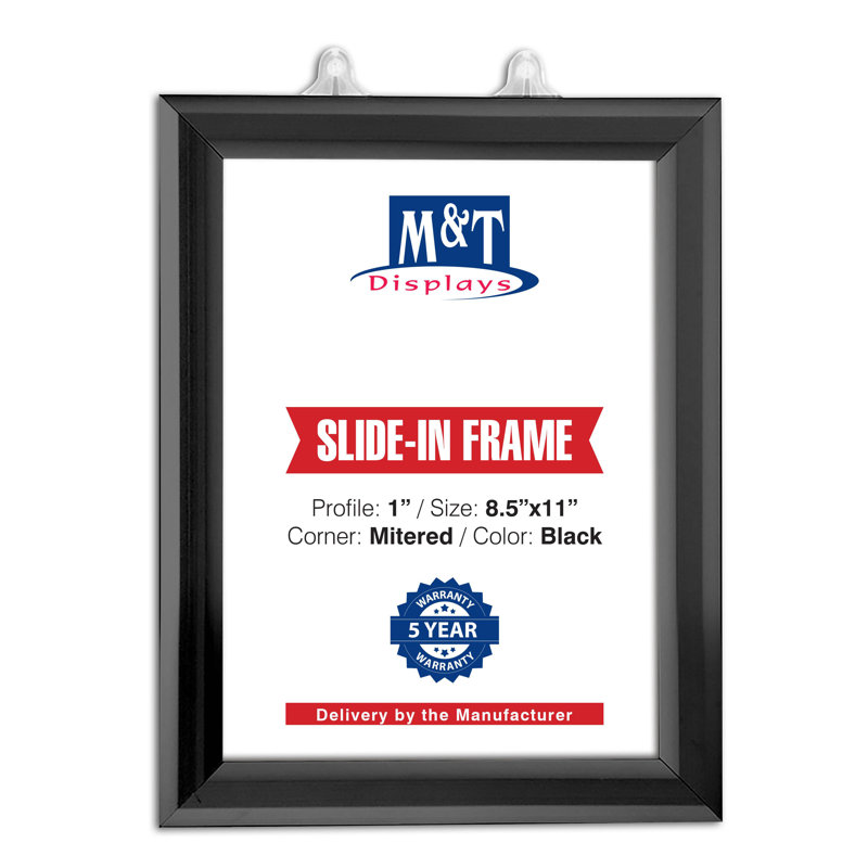 Metal Beveled Picture Frame, Black, 8.5" X 11"