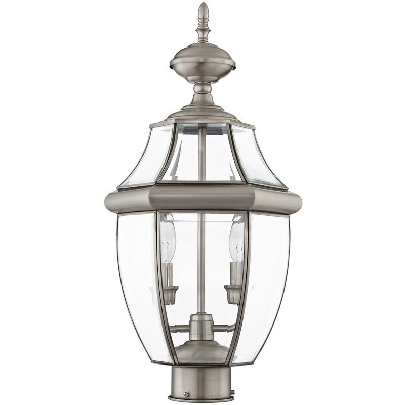 Monterey Colonial Style Brushed Nickel 2-Light Outdoor Lantern