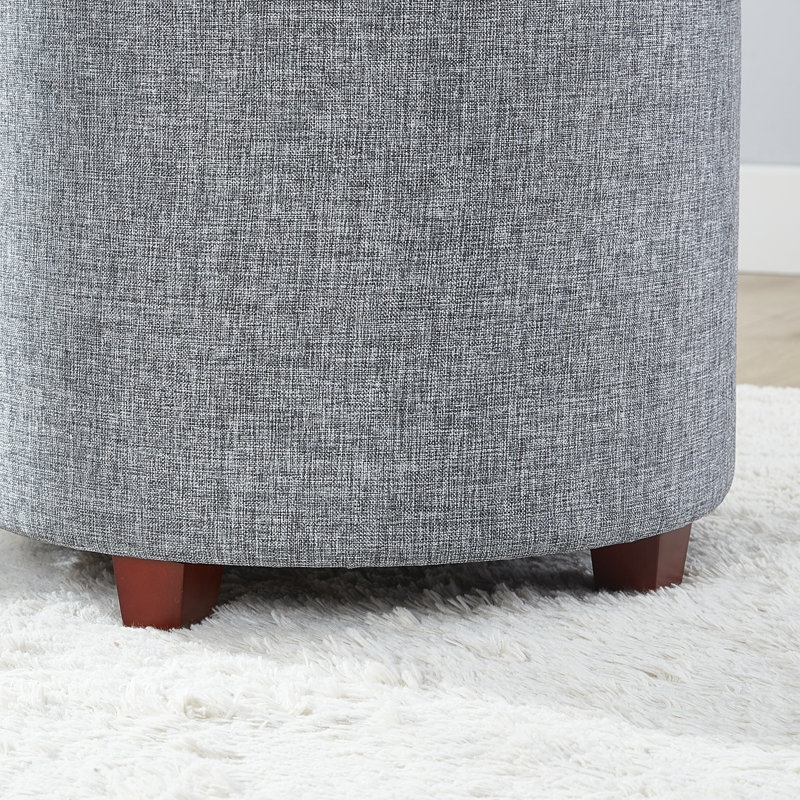 Crompton Upholstered Ottoman, Gray Linen Blend