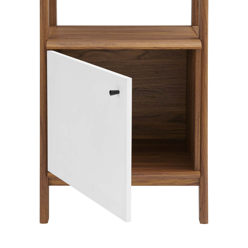 Bixby Oak 21" Slim Tiered Bookshelf with Concealed Storage