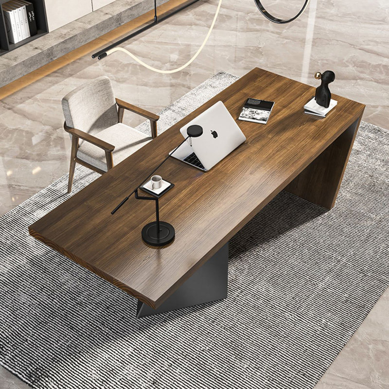 Bureau rectangulaire en bois massif brun, H 29,53 po x l 78,74 po x P 31,5 po