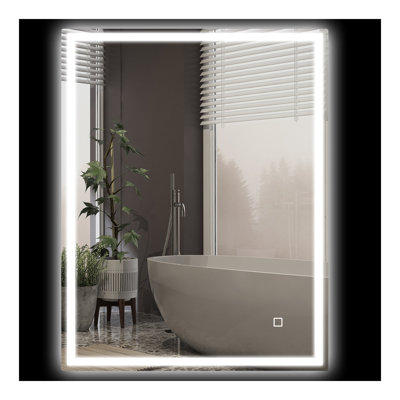 Miroir de salle de bain à intensité variable 36 "x 28" avec lumières, 3 couleurs et désembuage