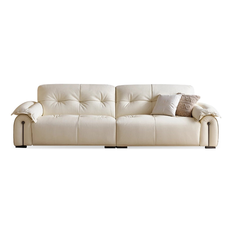 Canapé modulaire blanc en cuir véritable