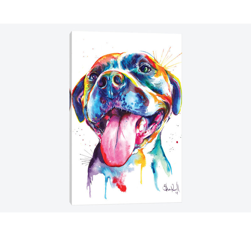 « pitbull », impression sur toile, H 40 po x l 26 po x P 1,5 po, Pas de tapis, Toile tendue