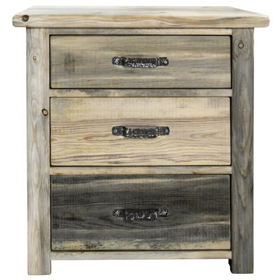 Commode en bois massif 3 tiroirs Jaynee