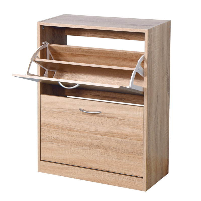Armoire à chaussures en bois pour vestibule avec 2 portes rabattables