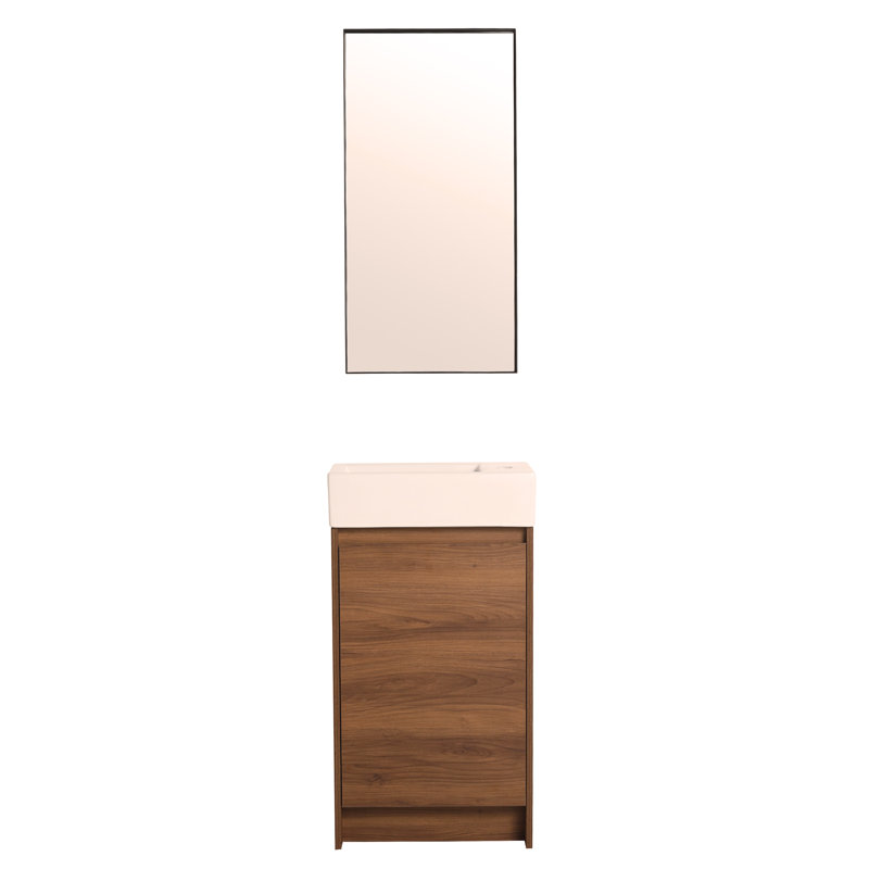 Meuble-lavabo autoportant de 18 pouces avec lavabo simple, portes à fermeture douce, convient aux petites salles de bain