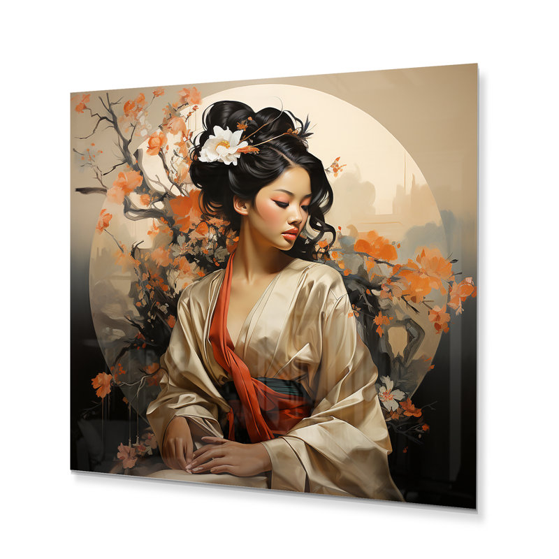 Asian Art Geishas Grace IX - reproduction asiatique sur métal, H 16 po x l 16 po x P 1 po