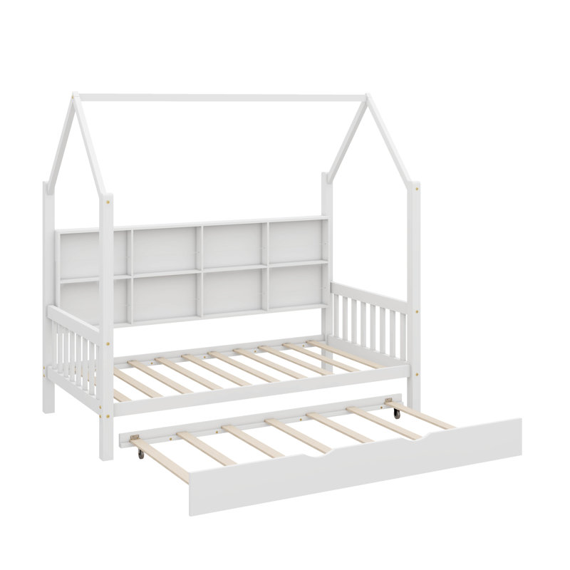 Lit simple avec lit gigogne et lit pour enfant avec tablette intégrée, Simple