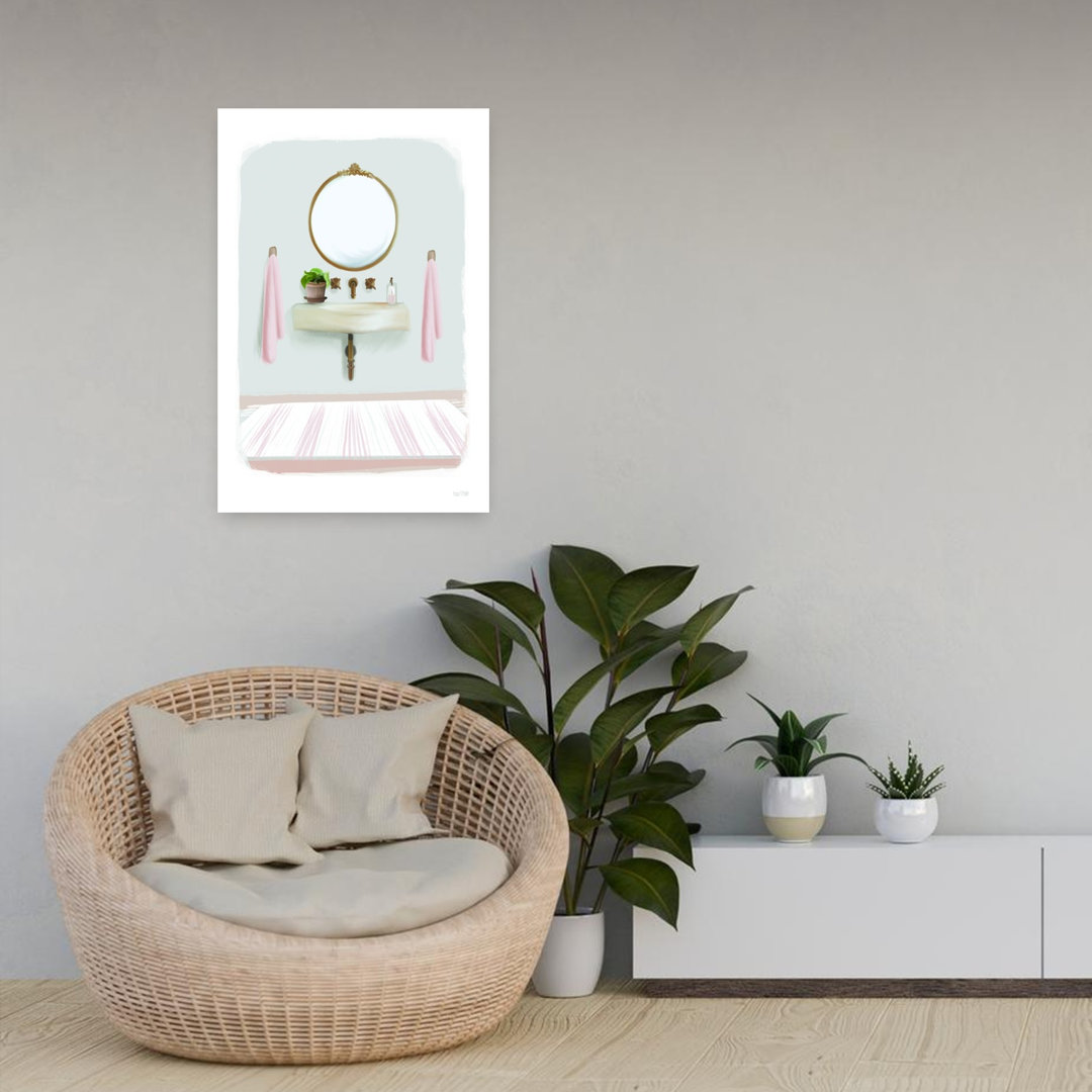 Powder Puff Sink Vintage Abstract Plant Wall Art Print