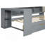 Lit plateforme en bois avec tablettes de rangement, tiroirs, station de charge et tête de lit tapissier-166067849-166067850