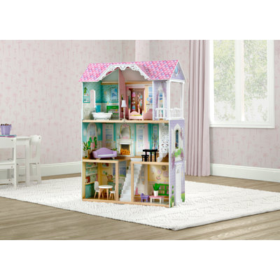 Delta Children MySize Dollhouse - Large 3-Story Dollhouse With 7 Rooms Includes 12 Accessories