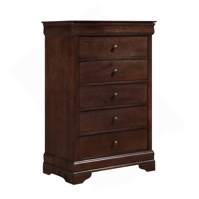 Commode 1 pièce de style Louis Philippe en placage de cerisier brun Okume