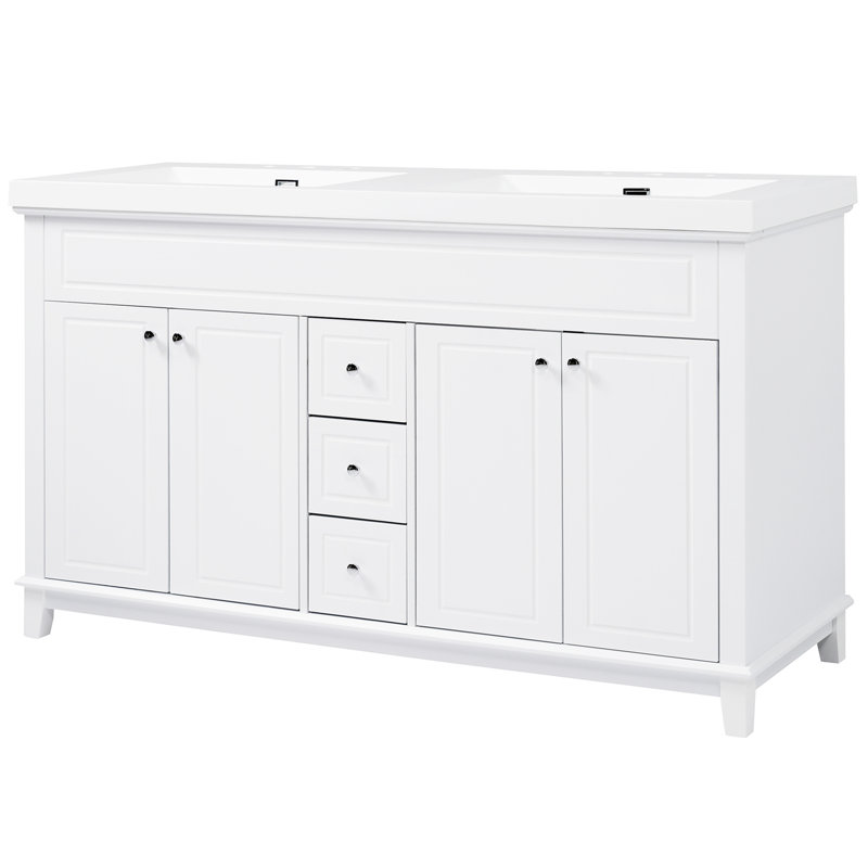 Meuble-lavabo double 60 po avec plateau en résine