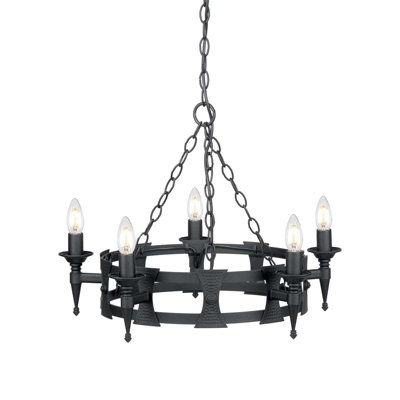 Voight 5 - Light Waggon Wheel Chandelier