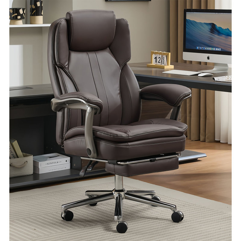 Chaise de bureau moderne en cuir avec repose-pieds et inclinable