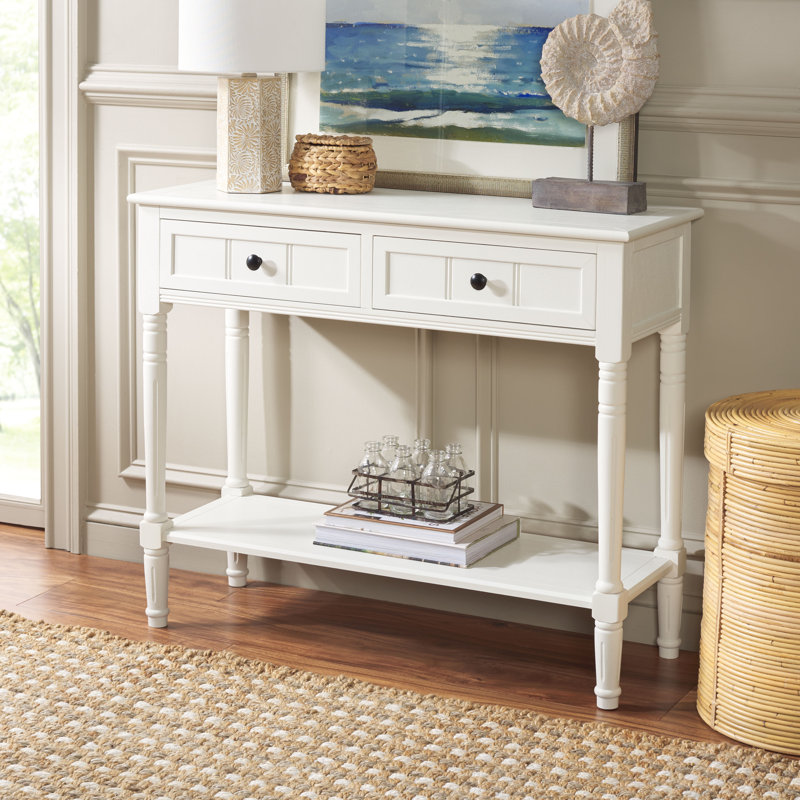 Console en bois massif 35,8 po Malmesbury, Crème patinée
