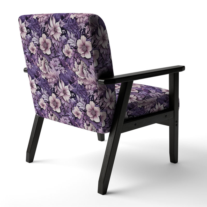 Eerie Elegance Moody Patterns - Upholstered Farmhouse Arm Chair, Rustic Floral Accent Chair, Black Square Arms