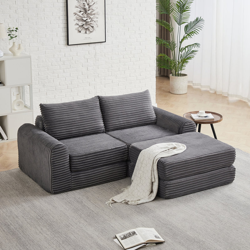 Canapé pour salon, chambre à coucher, bureau d'appartement, Grey Corduroy