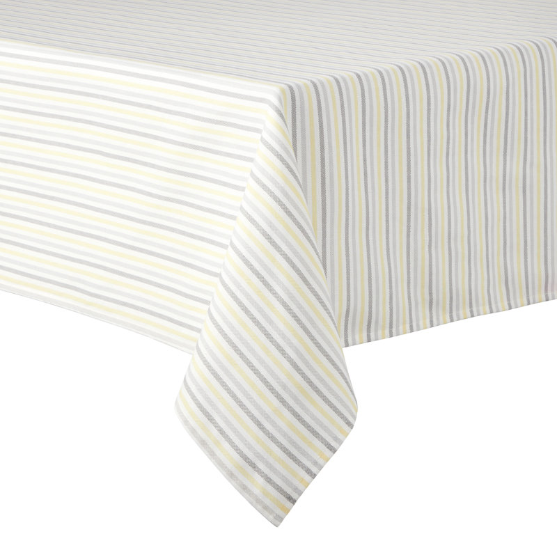 Martha Stewart Daisy Stripe Tablecloth Single Pack, 84" x 60", Gray/Yellow