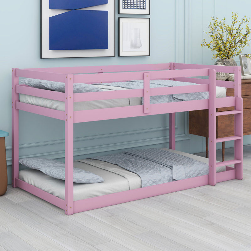 Lit superposé en bois avec échelle, Rose