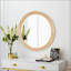Miroir mural rond de style campagnard, miroir décoratif avec cadre en bois vieilli vintage pour entrée, chambre à coucher, bureau-1448610383