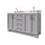 Meuble-lavabo double 61 po Fredrickson avec plateau en quartz blanc-408835490