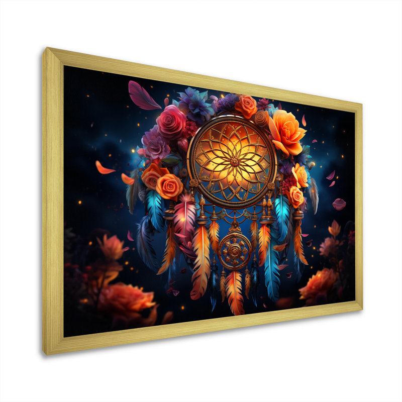 Capteur de rêves Bohemian Rhapsody II sur toile, H 12 po x l 20 po x P 1 po, Cadre doré à une seule photo