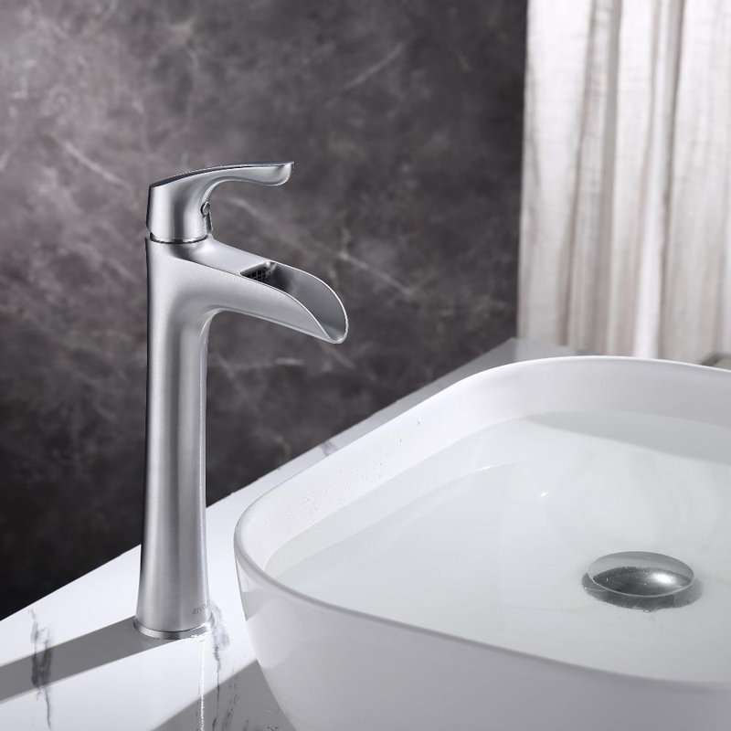 Robinet de salle de bains monotrou avec ensemble de drainage, Chrome brossé