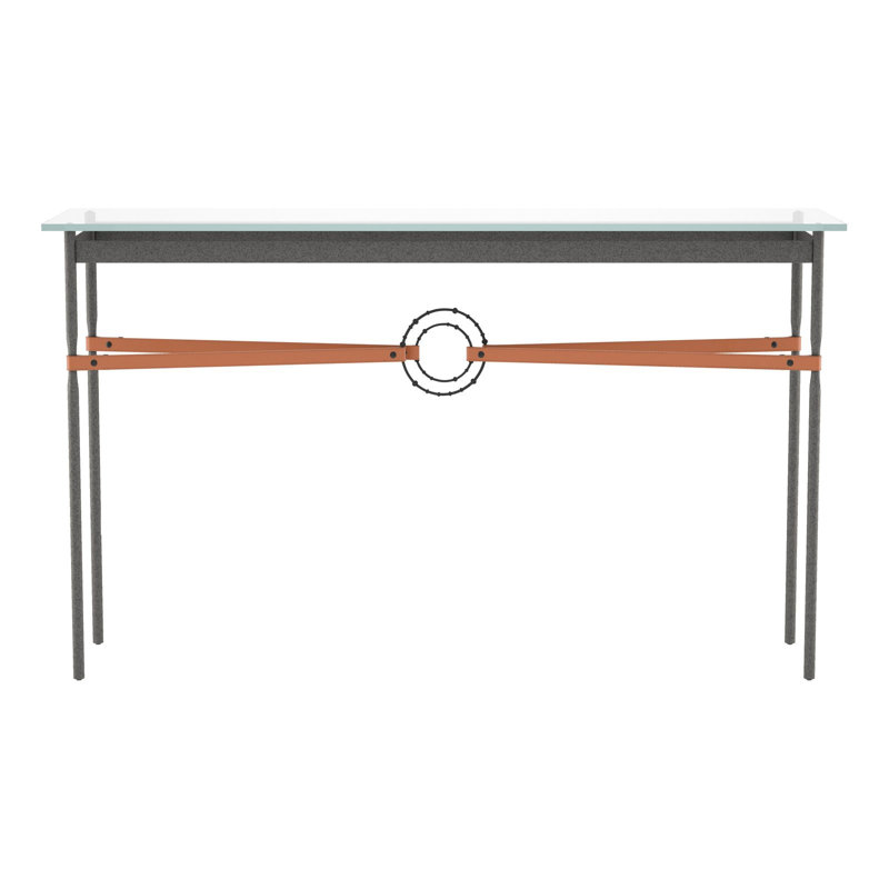 Console Equus, Fer naturel, Noir, Cuir châtaignier